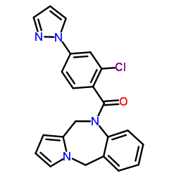 [2-Chloro-4-(1H-pyrazol-1-yl)phenyl](5H-pyrrolo[2,1-c][1,4]benzodiazepin-10(11H)-yl)methanone结构式