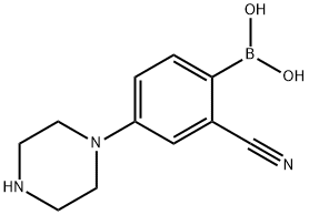 2-Cyano-4-(piperazin-1-yl)phenylboronic acid结构式