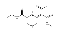 (Z,E)-ethyl 2-(2-acetyl-2-ethoxycarbonyl-1-ethenyl)amino-3-dimethylaminopropenoate结构式