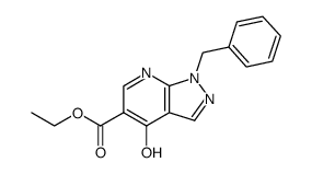 1-Benzyl-4-hydroxy-1H-pyrazolo[3,4-b]pyridine-5-carboxylic acid ethyl ester结构式