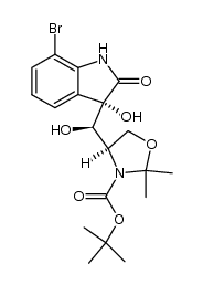 tert-butyl (R)-4-((R)-((S)-7-bromo-3-hydroxy-2-oxoindolin-3-yl)(hydroxy)methyl)-2,2-dimethyloxazolidine-3-carboxylate结构式