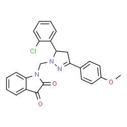 1-((5-(2-chlorophenyl)-3-(4-methoxyphenyl)-4,5-dihydro-1H-pyrazol-1-yl)methyl)indoline-2,3-dione结构式