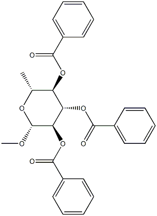 Methyl 2-O,3-O,4-O-tribenzoyl-6-deoxy-β-D-glucopyranoside结构式