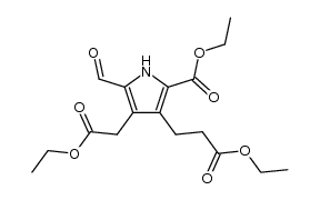 3-(2-ethoxycarbonyl-ethyl)-4-ethoxycarbonylmethyl-5-formyl-pyrrole-2-carboxylic acid ethyl ester Structure