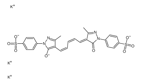 tripotassium,4-[3-methyl-4-[(1E,3E,5Z)-5-[3-methyl-5-oxo-1-(4-sulfonatophenyl)pyrazol-4-ylidene]penta-1,3-dienyl]-5-oxidopyrazol-1-yl]benzenesulfonate结构式