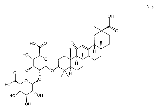 alpha-d-Glucopyranosiduronic acid, (3beta,20beta)-20-carboxy-11-oxo-30-norolean-12-en-3-yl 2-O-beta-d-glucopyranuronosyl-, triammonium salt结构式