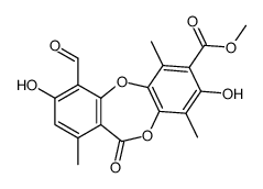 3,8-Dihydroxy-4-formyl-1,6,9-trimethyl-11-oxo-11H-dibenzo[b,e][1,4]dioxepin-7-carboxylic acid methyl ester结构式