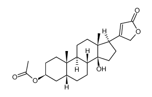 3-beta-acetoxy-14-hydroxy-5-beta,14-beta-card-20(22)-enolide structure