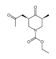 ethyl rel(3R,5S)-5-methyl-4-oxo-3-(2-oxopropyl)piperidine-1-carboxylate结构式