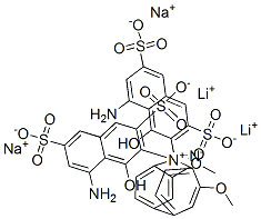 3,3'-[(3,3'-dimethoxy[1,1'-biphenyl]-4,4'-diyl)diazo]bis[5-amino-4-hydroxynaphthalene-2,7-disulphonic acid], lithium sodium salt结构式