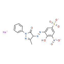 sodium 3-[(4,5-dihydro-3-methyl-5-oxo-1-phenyl-1H-pyrazol-4-yl)azo]-4-hydroxy-5-nitrobenzenesulphonate structure