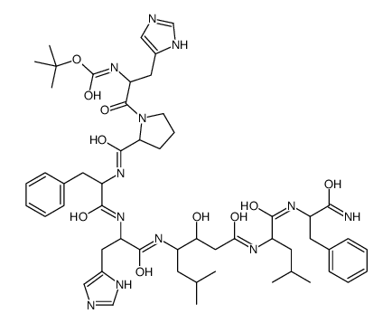 tert-butyl N-[1-[2-[[1-[[1-[[1-[[1-[(1-amino-1-oxo-3-phenylpropan-2-yl)amino]-4-methyl-1-oxopentan-2-yl]amino]-3-hydroxy-6-methyl-1-oxoheptan-4-yl]amino]-3-(1H-imidazol-5-yl)-1-oxopropan-2-yl]amino]-1-oxo-3-phenylpropan-2-yl]carbamoyl]pyrrolidin-1-yl]-3-( Structure