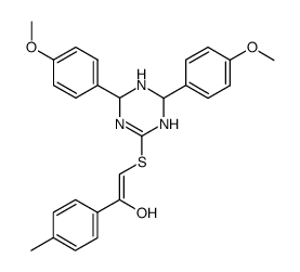 (E)-2-[4,6-Bis-(4-methoxy-phenyl)-1,4,5,6-tetrahydro-[1,3,5]triazin-2-ylsulfanyl]-1-p-tolyl-ethenol结构式