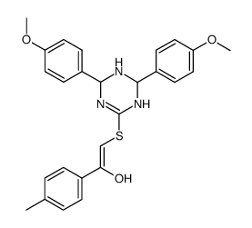 (E)-2-[4,6-Bis-(4-methoxy-phenyl)-1,4,5,6-tetrahydro-[1,3,5]triazin-2-ylsulfanyl]-1-p-tolyl-ethenol Structure