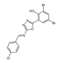 2,4-Dibromo-6-(5-{[1-(4-chloro-phenyl)-meth-(Z)-ylidene]-amino}-[1,3,4]oxadiazol-2-yl)-phenol结构式