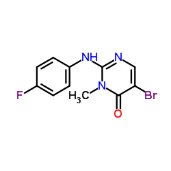 5-Bromo-2-[(4-fluorophenyl)amino]-3-methyl-4(3H)-pyrimidinone结构式