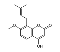 4-hydroxy-7-methoxy-8-(3-methylbut-2-enyl)chromen-2-one结构式