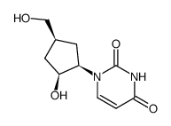 (+/)-<(1β,2β,4β)-2-hydroxy-4-(hydroxymethyl)cyclopentyl>-2,4(1H,3H)-pyrimidinedione Structure