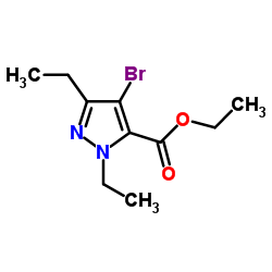 Ethyl 4-bromo-1,3-diethyl-1H-pyrazole-5-carboxylate结构式