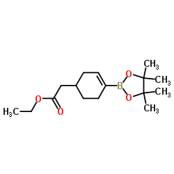 Ethyl-2-(4-(4,4,5,5-tetramethyl-1,3,2-dioxaborolan-2-yl)cyclohex-3- enyl)acetate structure