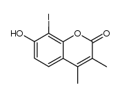 7-hydroxy-8-iodo-3,4-dimethyl-2H-1-benzopyran-2-one结构式