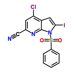 1-(Phenylsulphonyl)-6-cyano-4-chloro-2-iodo-7-azaindole图片