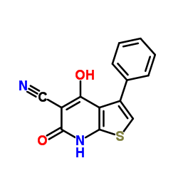 4-Hydroxy-6-oxo-3-phenyl-6,7-dihydrothieno[2,3-b]pyridine-5-carbonitrile结构式