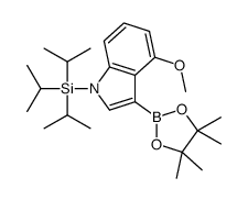 [4-methoxy-3-(4,4,5,5-tetramethyl-1,3,2-dioxaborolan-2-yl)indol-1-yl]-tri(propan-2-yl)silane结构式