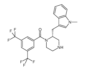 (2R)-1-[3,5-bis(trifluoromethyl)benzoyl]-2-(1-methyl-indol-3-ylmethyl)piperazine结构式