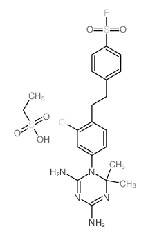 Benzenesulfonyl fluoride, 4-[2-[2-chloro-4- (4,6-diamino-2, 2-dimethyl-1,3,5-triazin-1(2H)-yl)phenyl]ethyl]-, monoethanesulfonate picture