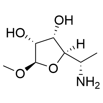 (2R,3S,4R,5R)-2-((S)-1-氨乙基)-5-甲氧基四氢呋喃-3,4-二醇结构式