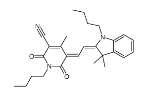 1-丁基-5-[2-(1-丁基-3,3-二甲基-1,3-二氢吲哚-2-亚基)乙亚基]-4-甲基-2,6-二氧代-1,2,5,6-四氢吡啶-3-甲腈结构式