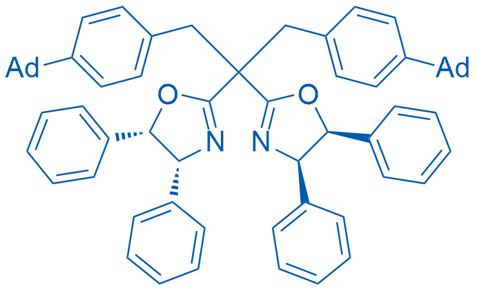 (4R,4'R,5S,5'S)-2,2'-(1,3-双(4-(金刚烷-1-基)苯基)丙烷-2,2-二基)双(4,5二苯基-4,5-二氢恶唑)结构式