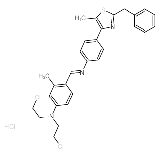 Benzenamine,N,N-bis(2-chloroethyl)-3-methyl-4-[[[4-[5-methyl-2-(phenylmethyl)-4-thiazolyl]phenyl]imino]methyl]-,hydrochloride (1:1) structure