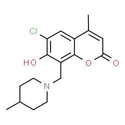 6-Chloro-7-hydroxy-4-methyl-8-[(4-methyl-1-piperidinyl)methyl]-2H-chromen-2-one结构式