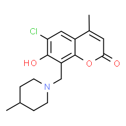 6-Chloro-7-hydroxy-4-methyl-8-[(4-methyl-1-piperidinyl)methyl]-2H-chromen-2-one structure