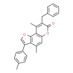 8-benzyl-4,9-dimethyl-3-(4-methylphenyl)furo[2,3-f]chromen-7-one结构式