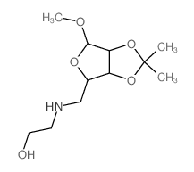 b-D-Ribofuranoside, methyl5-deoxy-5-[(2-hydroxyethyl)amino]-2,3-O-(1-methylethylidene)-结构式
