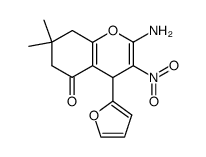 3-Nitro-2-amino-4-(2-furyl)-7,7-dimethyl-4H,6H,8H-chromen-5-one Structure