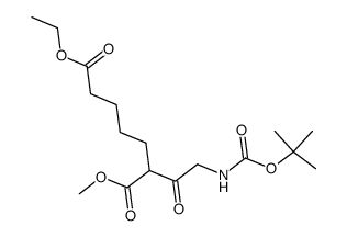 2-tert-butoxycarbonylaminoacetyl-heptanedioic acid 7-ethyl ester 1-methyl ester结构式