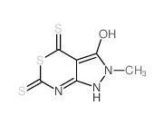 3-Hydroxy-2-methyl-2,7-dihydropyrazolo(3,4-d)(1,3)thiazine-4,6-dithione Structure