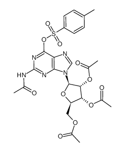 N(2),O(2'),O(3'),O(5')-tetraacetyl-O(6)-p-toluenesulfonylguanosine结构式