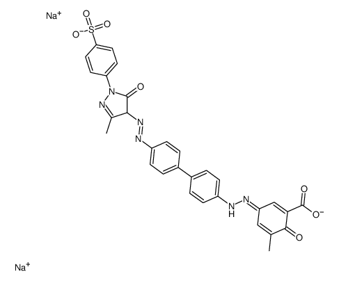 5-[[4'-[[4,5-dihydro-3-methyl-5-oxo-1-(4-sulphophenyl)-1H-pyrazol-4-yl]azo][1,1'-biphenyl]-4-yl]azo]-3-methylsalicylic acid, sodium salt Structure