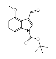 N-tert-butoxycarbonyl-4-methoxyindole-3-carboxaldehyde结构式