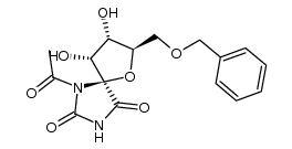 [2R,3R,4R,5S]-6-N-Acetyl-2-benzyloxymethyl-3,4-dihydroxy-1-oxa-6,8-diazaspiro[4.4]nonane-7,9-dione结构式
