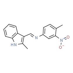 4-methyl-N-[(2-methyl-1H-indol-3-yl)methylene]-3-nitroaniline结构式