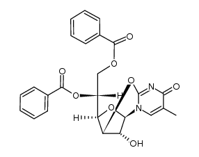 2,3'-anhydro-1-(5',6'-di-O-benzoyl-β-D-glucofuranosyl)thymine Structure