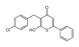 3-[(4-chlorophenyl)methyl]-2-hydroxy-6-phenylthiopyran-4-one Structure