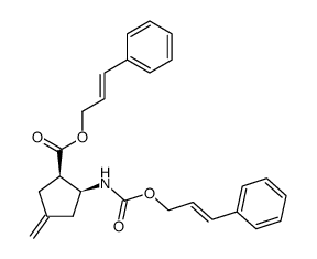 (2E)-3-phenyl-2-propenyl (1R,2S)-4-methylene-2-{[(2E)-3-phenyl-2-propenyloxycarbonyl]amino}cyclopentanecarboxylate结构式