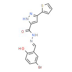 (E)-N-(5-bromo-2-hydroxybenzylidene)-3-(thiophen-2-yl)-1H-pyrazole-5-carbohydrazide结构式